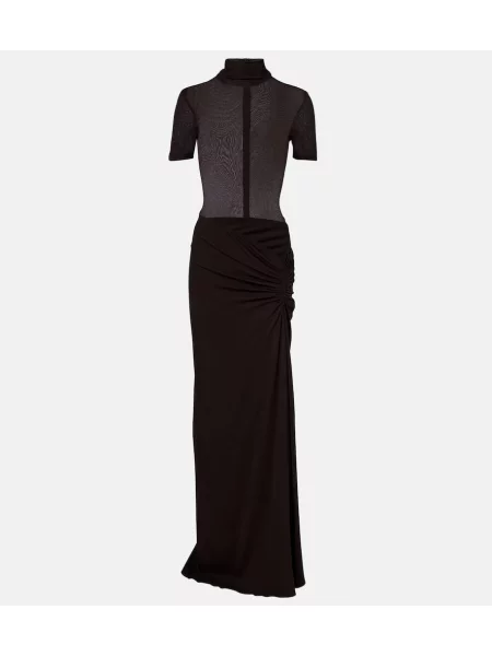 Rochie maxi Christopher Esber din jerseu de costum maro