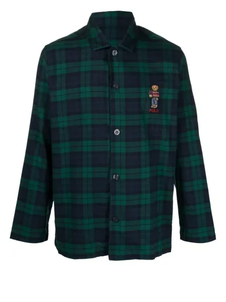 Кожени карирани шорти Polo Ralph Lauren с ревер зелено