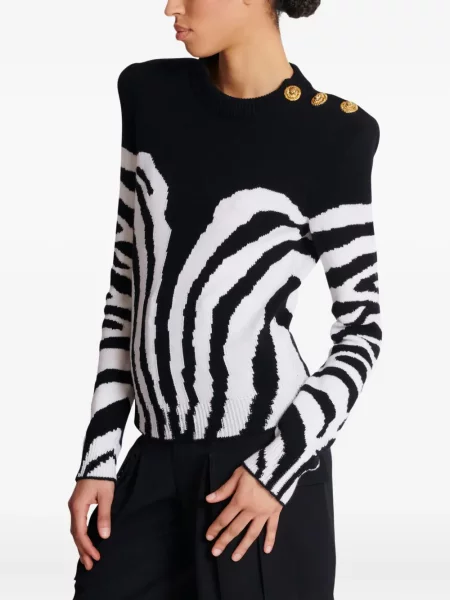Pulover Balmain cu model zebră negru