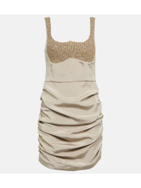 Jedwabna sukienka The Mannei beżowa
