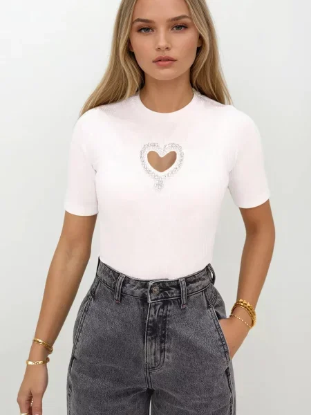 Trend Alaçatı Stili Majica bijela