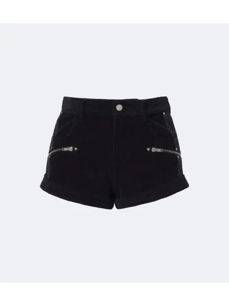 Pantaloni scurți Isabel Marant de catifea cord negru