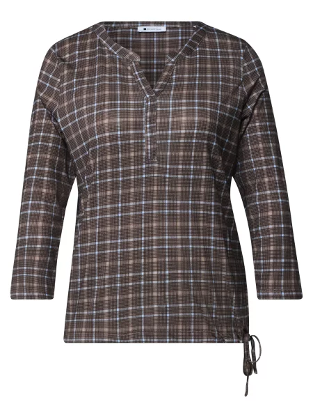 STREET ONE Tricou maro cappuccino / negru alb