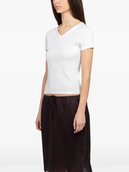 Tricou St. Agni cu decolteu în V alb