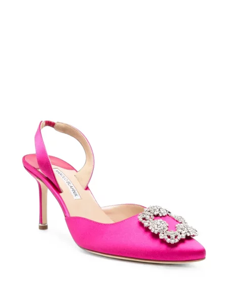 Pantofi cu toc Manolo Blahnik cu cataramă roz