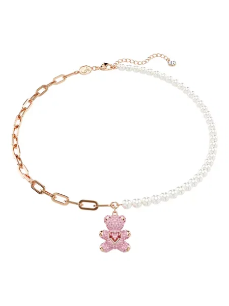 Naszyjnik Swarovski typu teddy różowy