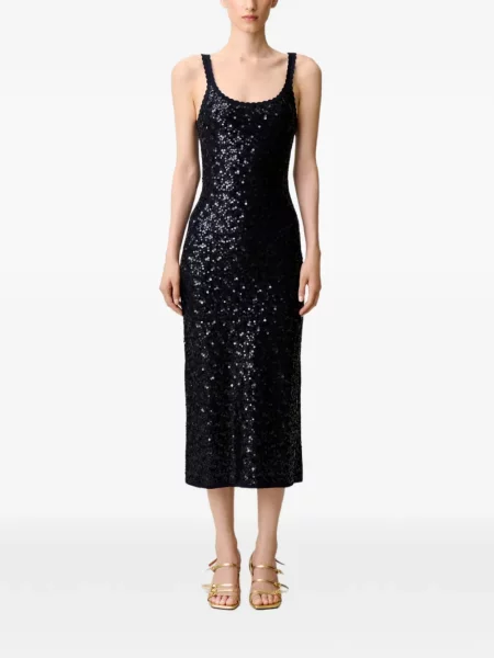 Lung rochie Claudie Pierlot tricotate albastru