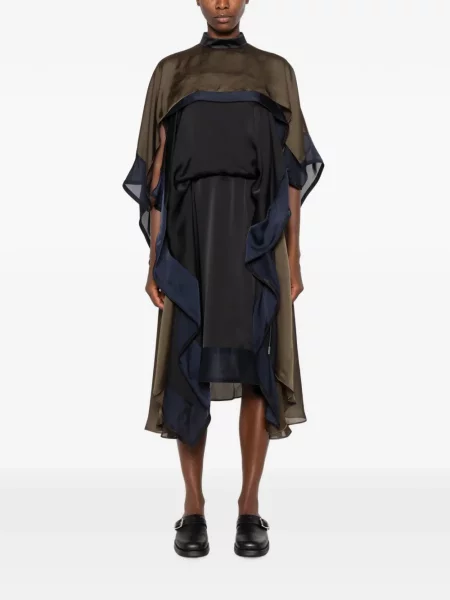 Rochie Sacai cu volane asimetrică verde