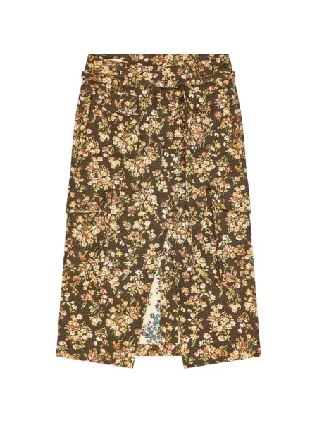 Fustă Dries Van Noten cu model floral maro