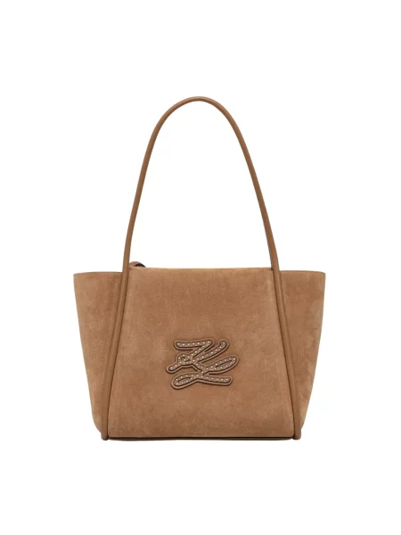 Karl Lagerfeld torebka tote zamszowa K/AUTOGRAPH brązowa