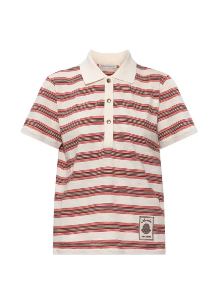 Tricou polo Moncler cu autograf alb