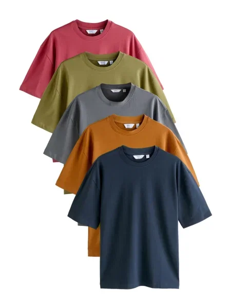 Next Tricou bleumarin / galben șofran verde / roșu gri