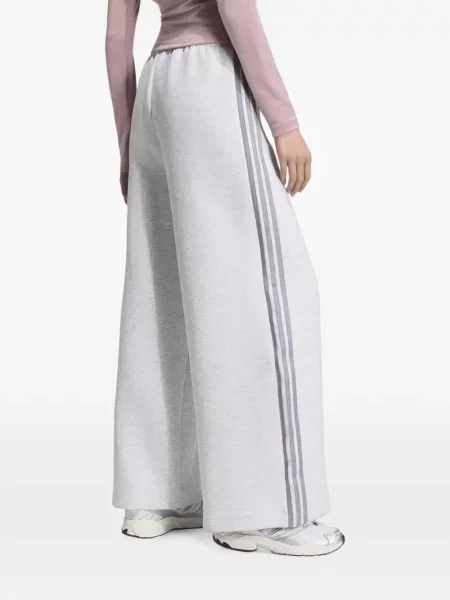 Pantaloni Adidas cu dungi alergare tricotate gri