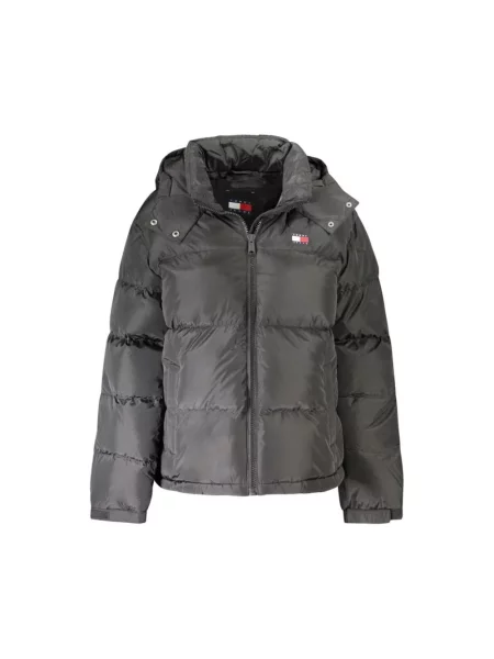 Kurtka pikowana o kroju regular fit z odpinanym kapturem Tommy Jeans czarna