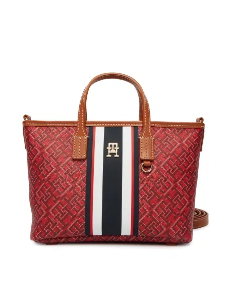 Tommy Hilfiger Kabelka Th Monoplay Mini Tote Stripe Le červená