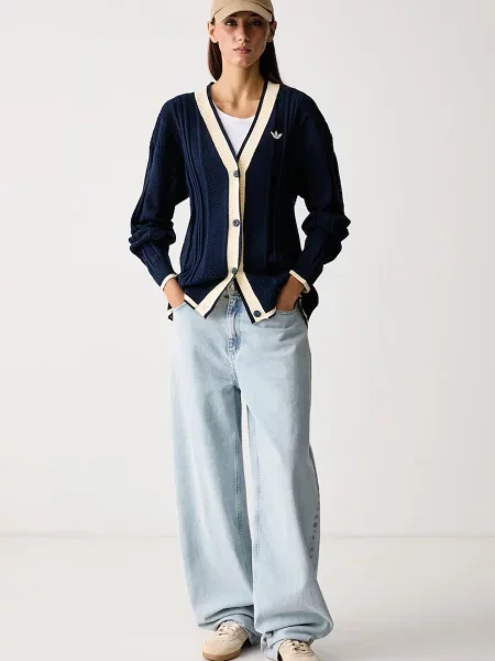 Πουλόβερ adidas Cable Knit Cardigan Night Indigo M μπλε