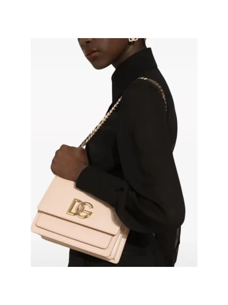 Torebka crossbody Dolce And Gabbana skórzana beżowa