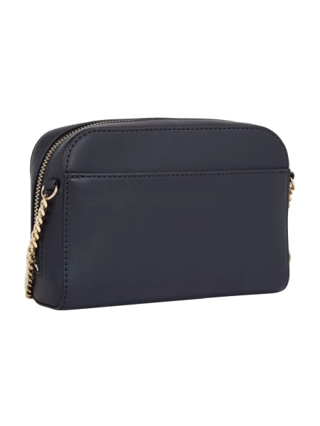 Lniana torebka crossbody Tommy Hilfiger niebieska