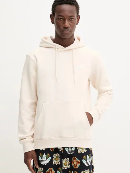 Суичър с качулка Adidas Originals с качулка бежово