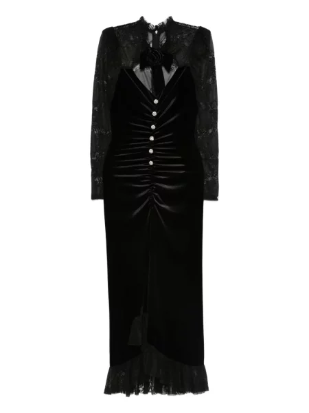 Rochie midi Nissa din dantelă până la genunchi de costum negru