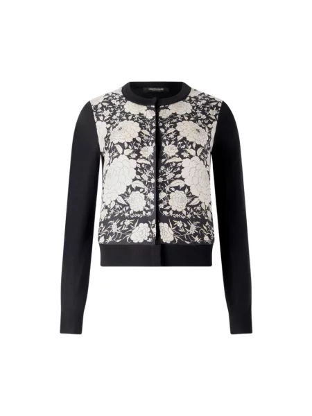 Jedwabny kardigan Roberto Cavalli czarny