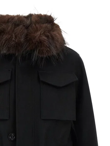 Gulerat geacă Sacai cu blană negru