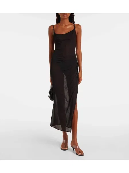 Rochie maxi Mugler transparente de costum negru