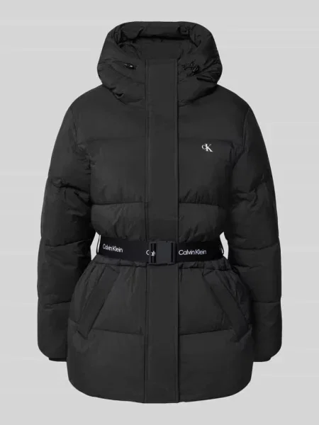 Płaszcz pikowany z kapturem Calvin Klein Jeans czarny