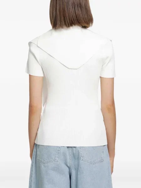 Top Max Mara tricotate cu legături alb