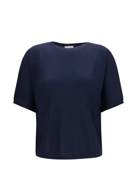 Scurt tricou Brunello Cucinelli din cașmir albastru