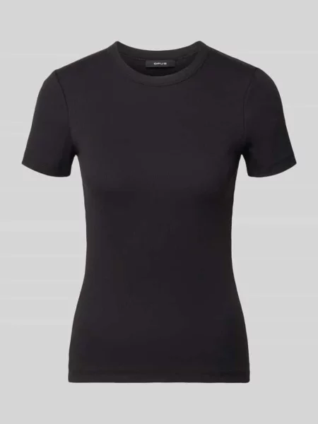 T-shirt o kroju regular fit z mieszanki bawełny Opus czarna