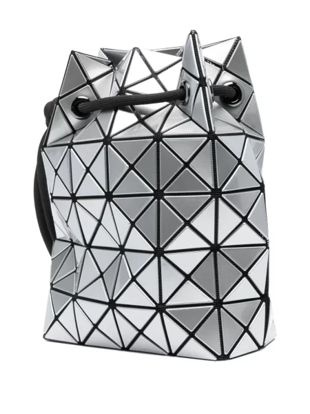 Geantă bucket Bao Bao Issey Miyake cu imprimeu geometric argintiu