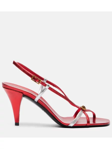 Sandale Versace din piele slingback roșu