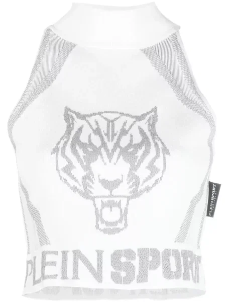 Cropp top Plein Sport din jacard alb