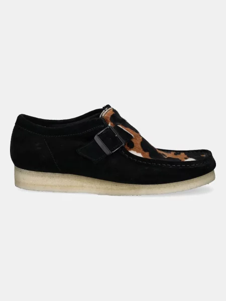 Σουέτ κλειστά παπούτσια Clarks Originals WallabeeBuckle μαύρο