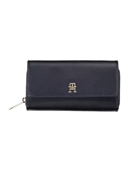 Lniany portfel Tommy Hilfiger niebieski
