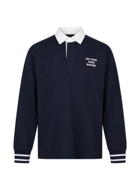 Lung tricou polo Drole De Monsieur cu imagine albastru