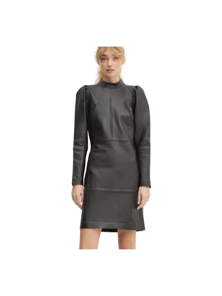Sukienka Bruuns Bazaar skórzana czarna