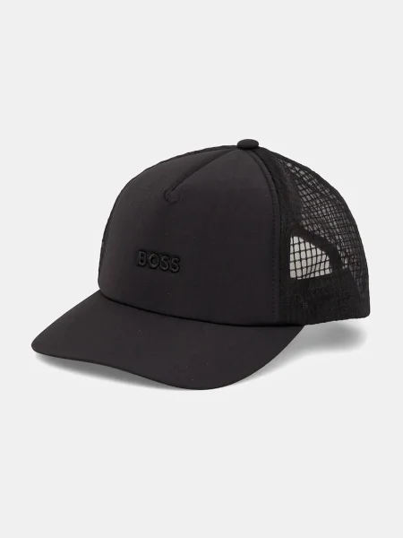 Шапка с козирка BOSS Orange с апликация черно