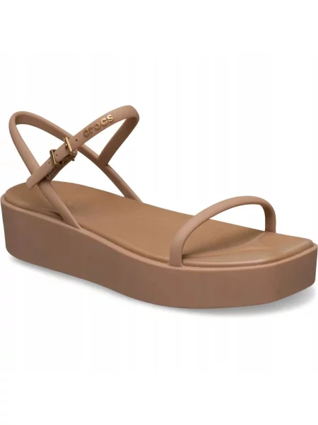 Crocs Sandały Miami Platform Y-Strap Sandal brązowe