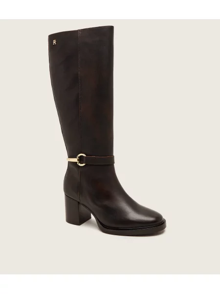 Csizma Tommy Hilfiger Th Stud Heel Riding Knee Boot Sötétbarna barna