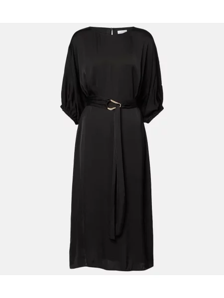 Saténové oblekové midi šaty Velvet po kolená čierna