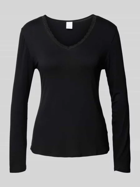 Bluzka z długim rękawem i obszyciem z koronki model ‘Jordan’ Ccdk Copenhagen czarna