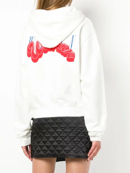 Hanorac cu glugă Off-white cu motiv cu inimi alb