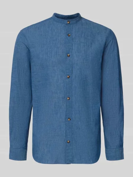 Koszula casualowa o kroju regular fit z mieszanki bawełny i lnu Jack & Jones granatowa