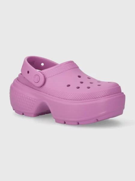 Чехли Crocs Stomp Slide лилаво с платформа виолетово