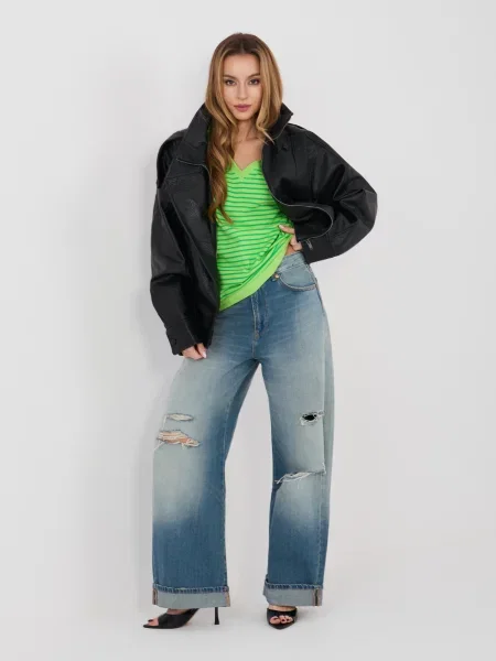 Tricou Relevance cu dungi verde