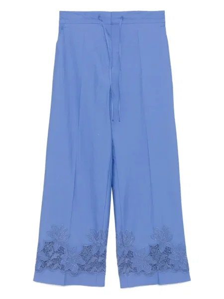 Pantaloni P.a.r.o.s.h. cu broderie cu model floral albastru