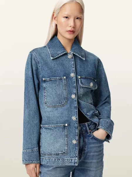 Geacă de blugi Allsaints albastru