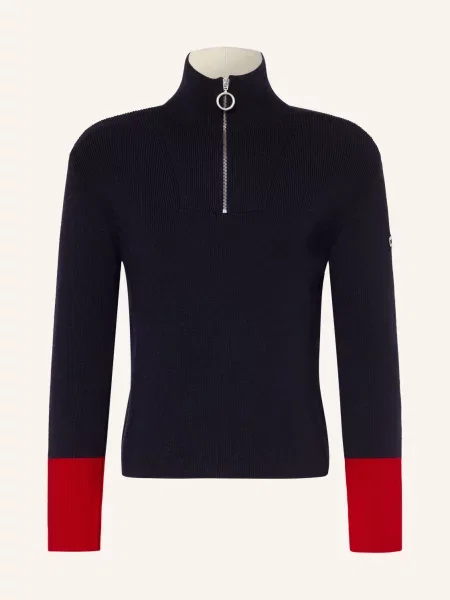 Ami Paris Sweter Typu Troyer blau czerwony